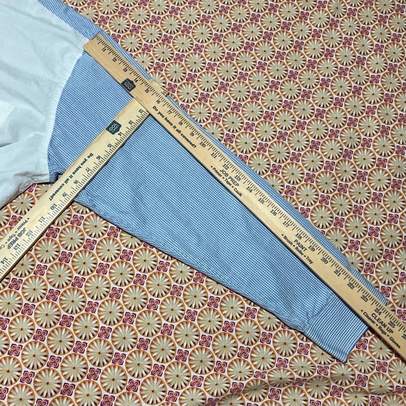 Devon Harris Men's White with Blue Gingham Sleeves 100% Cotton Button Down Shirt - Picture 4 of 12